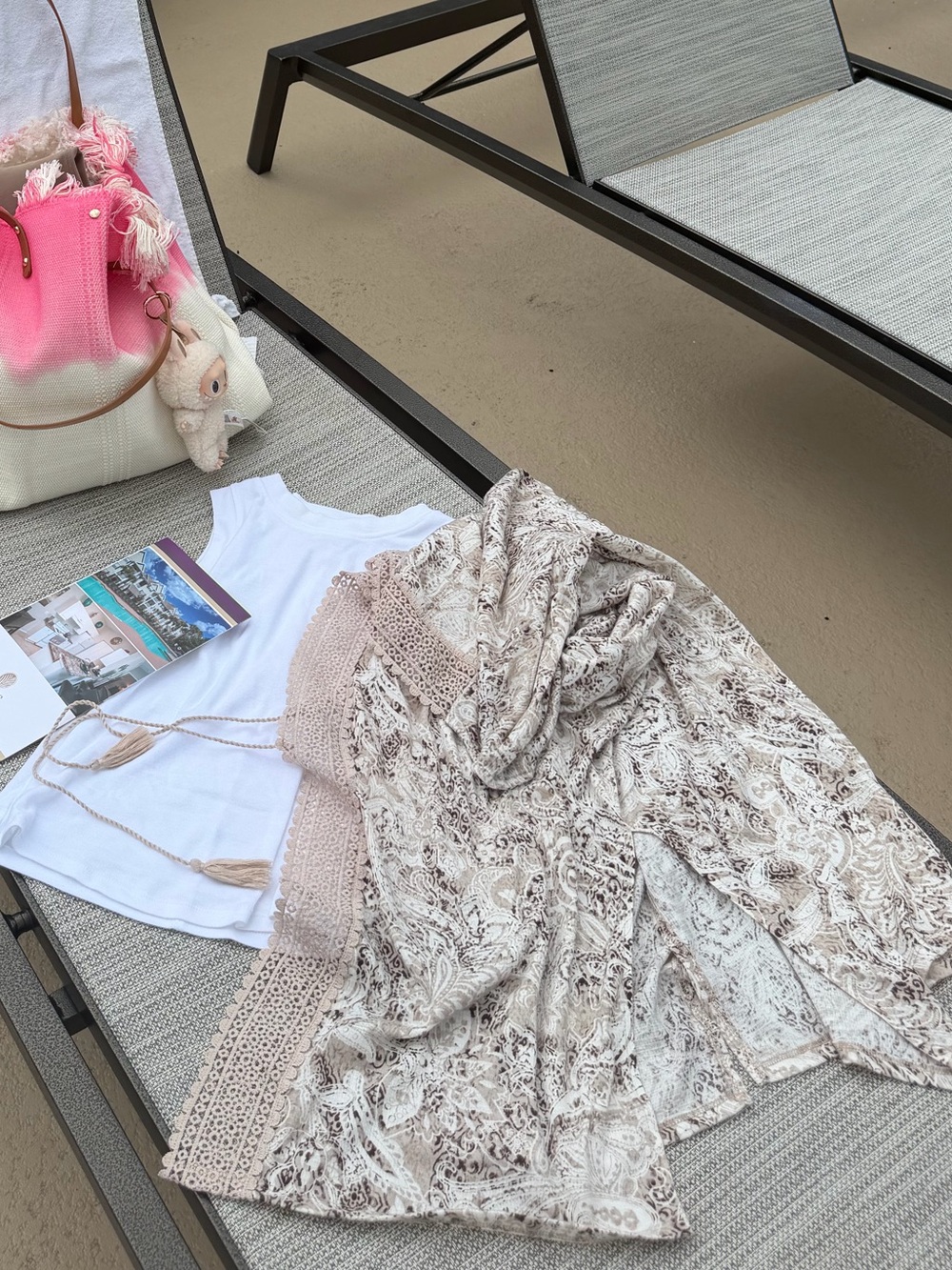 Boho Paisley Kimono Cover-Up in Cream & Taupe